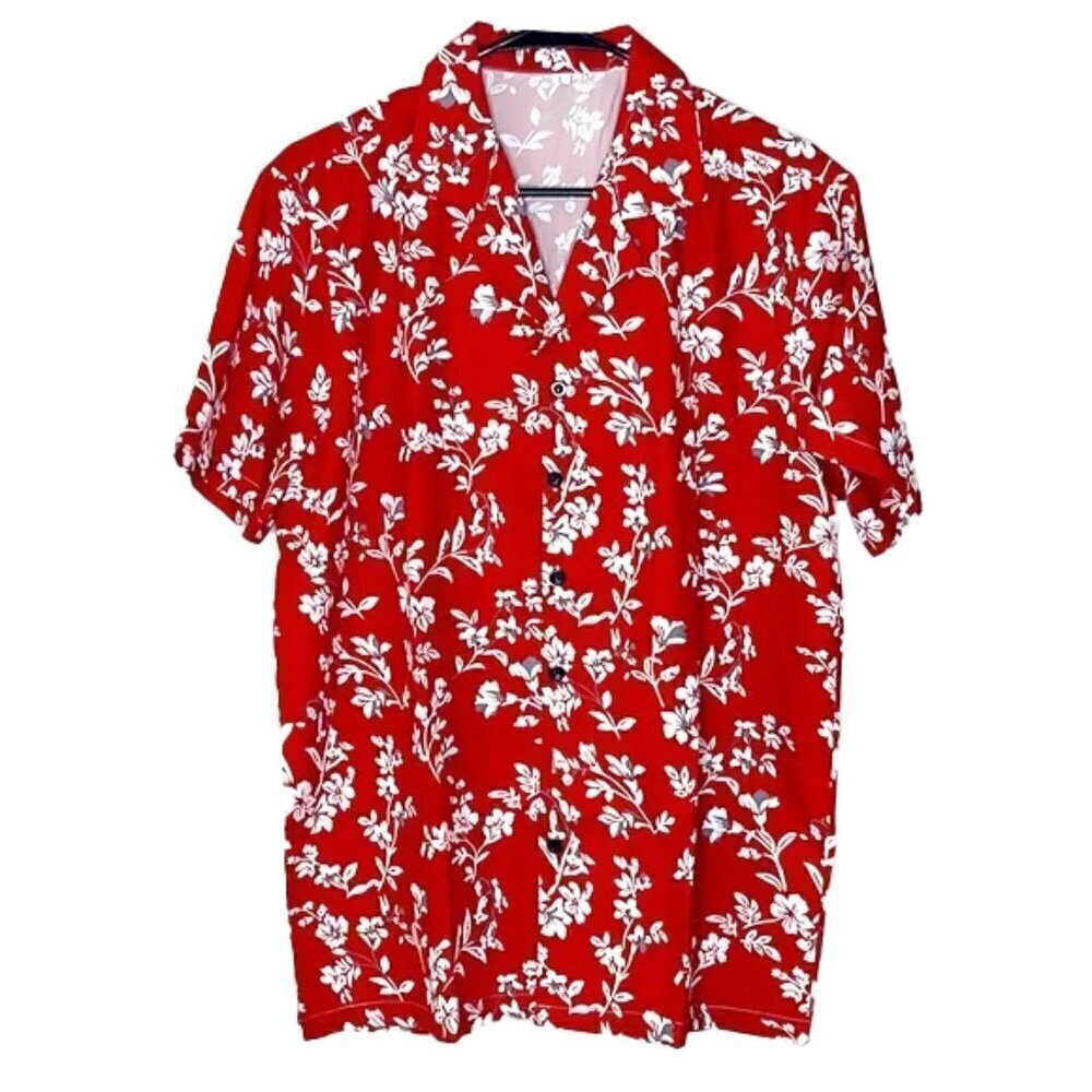 ❤️ 🆕 SHEIN Silk Tropical Hawaiian Shirt Size L